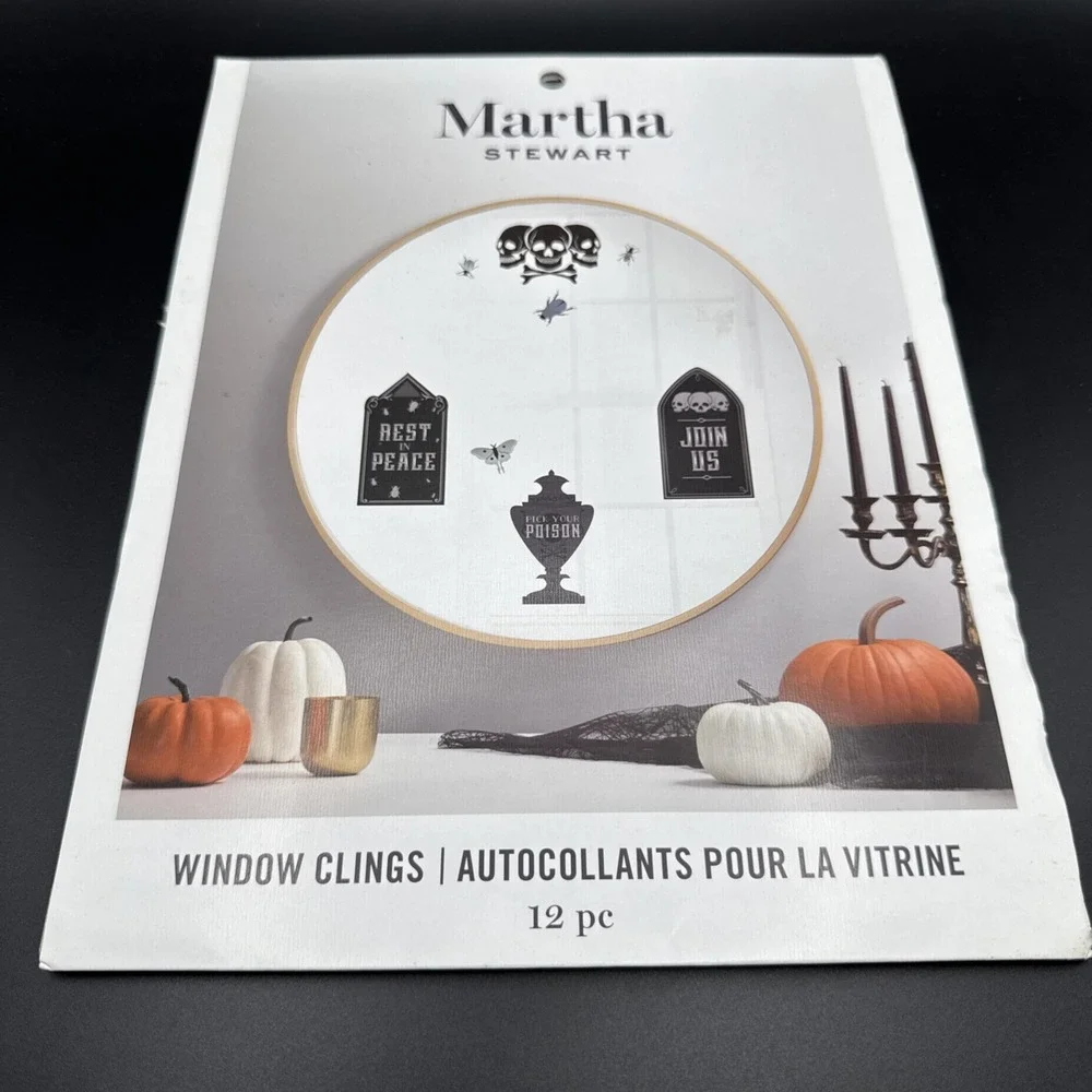 Martha Stewart Crafts Halloween Window or Mirror Clings Party Decorations Skulls